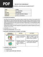 5 Años - Planificador Del Proyecto de Aprendizaje N°04