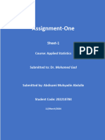 Assignment One - Statistics - Abdisami Muhyadin