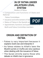 Position of Fatwa Under The Malaysian Legal System