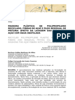 Madeira Plástica DE Polipropileno Reciclado, Fibras de Açaí E Óleo Residual de Fritura: Efeito Da Lavagem Das Fibras de Açaí Com Água Destilada