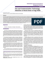 Impact of Information and Communication Technology Ict On Poverty Reduction in Rural Areas in Kogi State