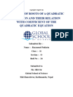 Math Project On Nature of Roots of Quadratic Equation