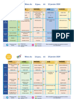 Menu Semaine Janvier 2024