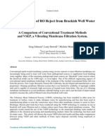 VSEP Treatment of RO Reject From Brackish Well Water