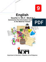 Eng9 - Q2 - M1 - W5 - Summarize The Information Contained in The Material Viewed - V5