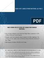 Calculate Size of Cable For Motor (As Nec)