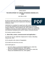 The Employment of Labour (Standing Orders) Act, 1965: Bangladesh