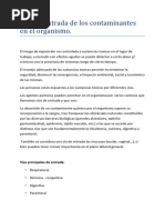 Vías de Entrada de Los Contaminantes en El Organismo