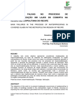 Principais Falhas No Processo de Impermeabilização E, Laje Coberta Na Região Metropolitana