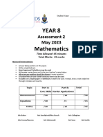 Year 8 Mathematics: Assessment 2 May 2023