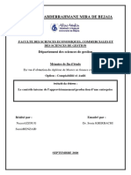 Le Contrôle Interne de L'approvisionnement Production D'une Entreprise