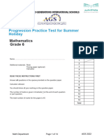 Progression Practice Test For Summer Holiday