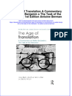 The Age of Translation A Commentary On Walter Benjamin S The Task of The Translator 1st Edition Antoine Berman