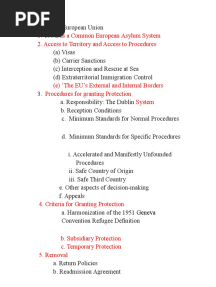 EU Section - Table of Content