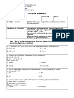 Evaluación Matemática Unidad1leccion1 8vo