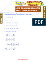 Operaciones Combinadas Con La Cuatro Operaciones para Quinto Grado de Primaria