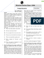 Reading Section - Comprehension - Practice Sheet - WARRIOR SERIES CLASS-10TH