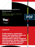 Lecture 9 Contractual Claims, Variations and Methods of Dispute Resolution