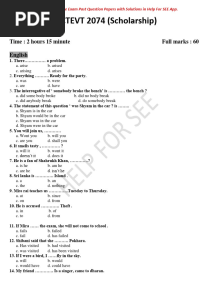CTEVT Entrance Exam PAST Question Papers With Solutions 2074 Scholarship