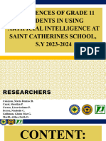 Experiences of Grade 11 Students in Using Artificial Intelligence at Saint Catherines School, S.Y 2023-2024