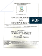 Ordenanza Especial Sobre Expendio de Bebidas Alcohólicas Del Municipio Guanta Del Estado Anzoátegui G.M. Ext. #315 (16-05-2007)