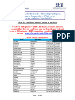 MSMCE - TN.Liste Admis À Passer TEST ECRIT Pour Affichage