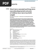 Short Term Neonatal and Long Term Neurodevelopmental Outcome of Children Born Term Low Birth Weight