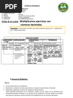 SESIÓN MAT. Multiplicacion de Numeros Decimales.