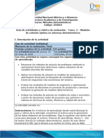 Guía de Actividades y Rúbrica de Evaluación - Tarea 3 - Modelos de Solución Óptima en Sistemas Determinísticos