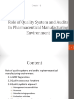 CH.2 Role of Quality and Audits in Pharmaceutical Manufacturing Environment