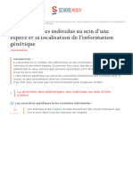 La Diversite Des Individus Au Sein D Une Espece Et La Localisation de L Information Genetique Fiche de Cours