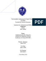 Implementación Del Sistema de Gestión de Calidad en El INAP Conforme A La Norma ISO 9001