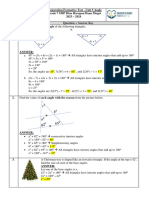 Answer Key - Preparaton For Formative Test - Angle