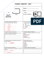 Examen I Bimestre Biologia 2º A 2024 Matriz