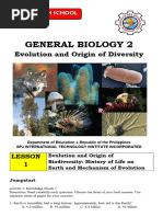 GENERAL BIOLOGY 2 - Evolution and Origin of Diversity