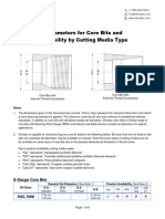 Nominal Set Diameters For Core Bits by Cutting Media Type TD101 - R6