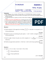 Ma211: Advanced Calculus Assignment 1: Semester 1, 2023 TOTAL: 70 Marks