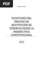 Vicisitudes Del Proceso de Restitución de Tenencia Desde La Perspectiva Constitucional