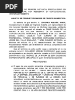 Escrito Ejemplo 1 Demanda de Pension Alimenticia Con Divorcio