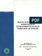 Manual de Evaluacion y Acreditacion de Establecimientos de Salud Primer Nivel de Atencion