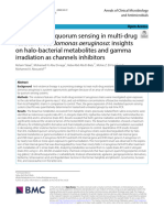 Quenching of Quorum Sensing in Multi-Drug Resistant Pseudomonas Aeruginosa Insights On Halo-Bacterial Metabolites and Gamma Irradiation As Channels Inhibitors