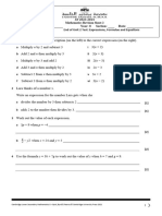 Revision Sheet-2 - (Expressions, Equations and Formulae-Yr-8