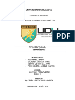 COSTOS Y PROSUPUESTO, Resumen de 3 Expedientes Tecnicos