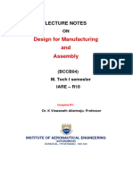 LECTURE NOTES ON Design For Manufacturin