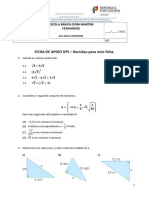 8 Ano - Ficha de Trabalho Nº5 - Revisões para Mini-Ficha