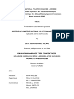 Alvarez Solano A. Emulsions Inverses Très Concentrées (Cosmétique Agroalimentaire Pharmacie Formulation Crème Gel Rhéologie Électrolyte)