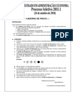 Processo Seletivo Mestrado Adm Eco 2011.1