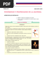 Fenómenos y Propiedades de La Materia