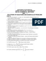 Ma1251-Numerical Methods Unit - I Solutions of Equations and Eigenvalue Problems