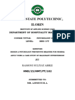 Design A Psychology Preventive Measure For Nigeria Adult Using A Case Study of Malignant Hypertension